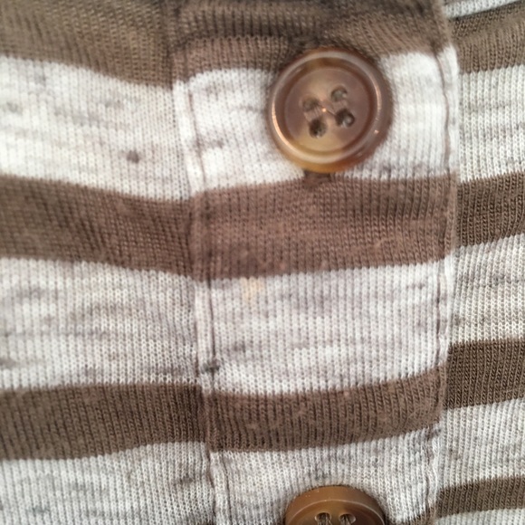 Xhilaration Top Striped Button Front Hem Tie Brown High Low Small - Picture 2 of 5